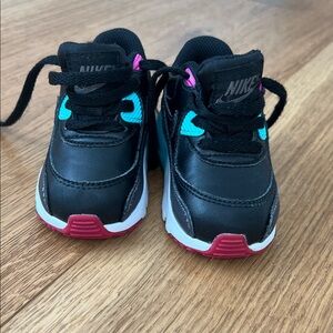 Nike Kids Black Sneakers with Pink and Blue Accents